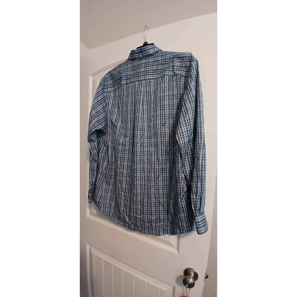 Duluth Trading Co Wrinklefighter MagnaReady Plaid Magnetic Shirt Mens L Blue - Picture 2 of 6
